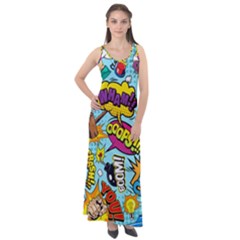 Comic Elements Colorful Seamless Pattern Sleeveless Velour Maxi Dress by Pakemis