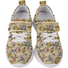 Seamless Pattern With Flower Bird Kids  Velcro Strap Shoes by Pakemis