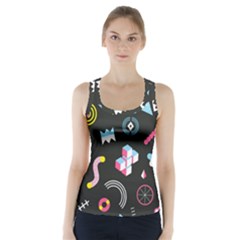 Memphis Design Seamless Pattern Racer Back Sports Top by Pakemis