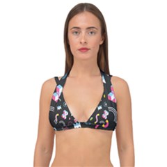 Memphis Design Seamless Pattern Double Strap Halter Bikini Top by Pakemis