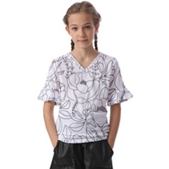 Contemporary Nature Seamless Pattern Kids  V-neck Horn Sleeve Blouse by Pakemis