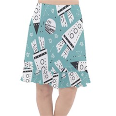 Cute Seamless Pattern With Rocket Planets Stars Fishtail Chiffon Skirt by Pakemis