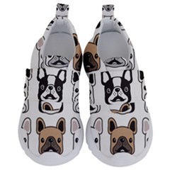 Dog French Bulldog Seamless Pattern Face Head Kids  Velcro No Lace Shoes by Pakemis