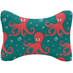 Cute Smiling Red Octopus Swimming Underwater Seat Head Rest Cushion by Pakemis