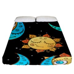 Seamless Pattern With Sun Moon Children Fitted Sheet (king Size) by Pakemis