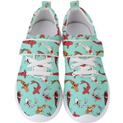 Pattern-with-koi-fishes Men s Velcro Strap Shoes by Pakemis