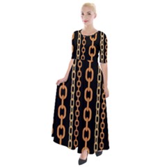 Gold-chain-jewelry-seamless-pattern Half Sleeves Maxi Dress by Pakemis