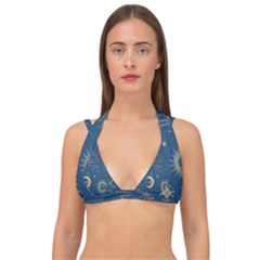 Seamless-galaxy-pattern Double Strap Halter Bikini Top by Pakemis