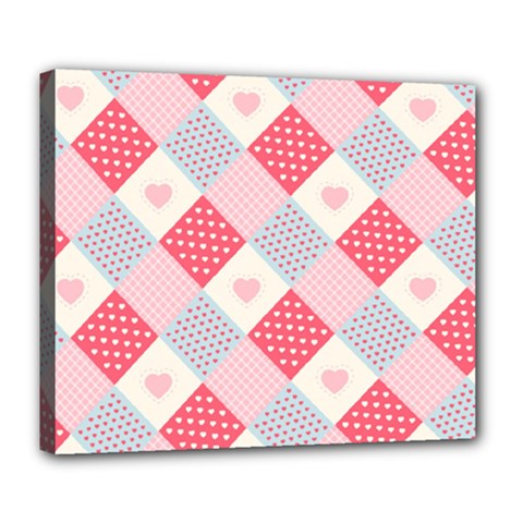 Cute-kawaii-patches-seamless-pattern Deluxe Canvas 24  X 20  (stretched) by Pakemis