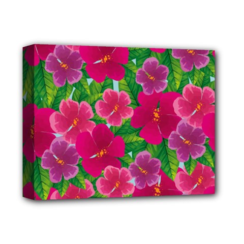 Background-cute-flowers-fuchsia-with-leaves Deluxe Canvas 14  X 11  (stretched) by Pakemis