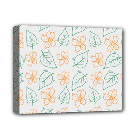 Hand-drawn-cute-flowers-with-leaves-pattern Deluxe Canvas 14  X 11  (stretched) by Pakemis