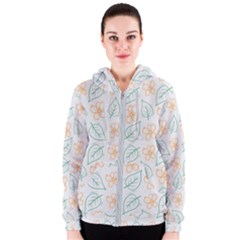 Hand-drawn-cute-flowers-with-leaves-pattern Women s Zipper Hoodie by Pakemis