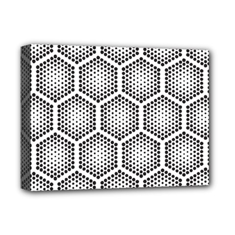 Halftone-tech-hexagons-seamless-pattern Deluxe Canvas 16  X 12  (stretched)  by Pakemis