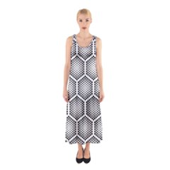 Halftone-tech-hexagons-seamless-pattern Sleeveless Maxi Dress by Pakemis