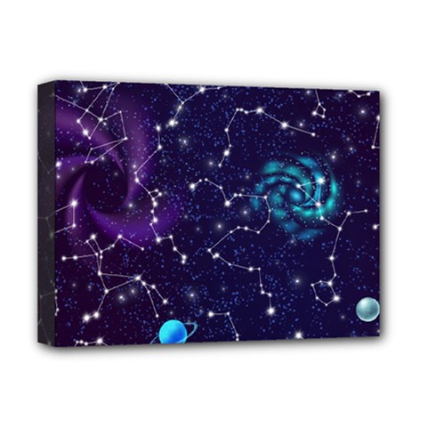 Realistic-night-sky-poster-with-constellations Deluxe Canvas 16  X 12  (stretched)  by Pakemis