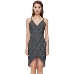 Damask-seamless-pattern Wrap Frill Dress by Pakemis