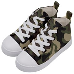 Camouflage Pattern Background Kids  Mid-top Canvas Sneakers by artworkshop