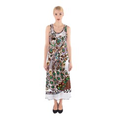 Peacock Graceful Bird Animal Sleeveless Maxi Dress by artworkshop