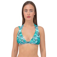 Sea-waves-seamless-pattern Double Strap Halter Bikini Top by Pakemis