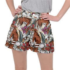 Natural-seamless-pattern-with-tiger-blooming-orchid Ripstop Shorts by Pakemis