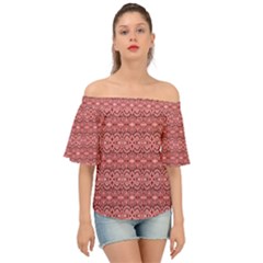 Pink-art-with-abstract-seamless-flaming-pattern Off Shoulder Short Sleeve Top by Pakemis