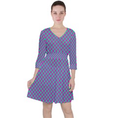 Pattern Quarter Sleeve Ruffle Waist Dress by gasi