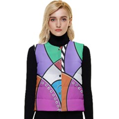 Modern Art Women s Short Button Up Puffer Vest by gasi