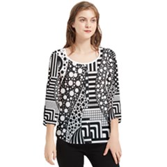 Black And White Chiffon Quarter Sleeve Blouse by gasi