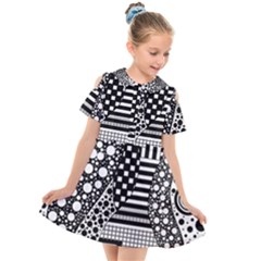 Black And White Kids  Short Sleeve Shirt Dress by gasi