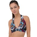 Abstract art Halter Plunge Bikini Top View1