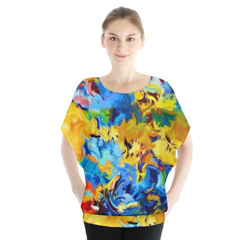 Abstract Art Batwing Chiffon Blouse by gasi