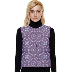 Kaleidoscope Plum Women s Short Button Up Puffer Vest by Mazipoodles