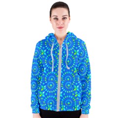 Kaleidoscope Blue Women s Zipper Hoodie by Mazipoodles