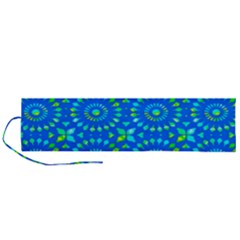 Kaleidoscope Blue Roll Up Canvas Pencil Holder (l) by Mazipoodles