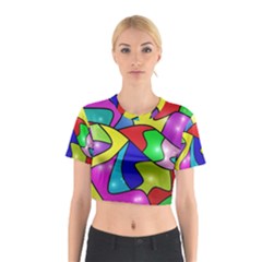 Colorful Abstract Art Cotton Crop Top by gasi