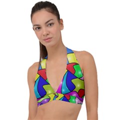 Colorful Abstract Art Halter Plunge Bikini Top by gasi