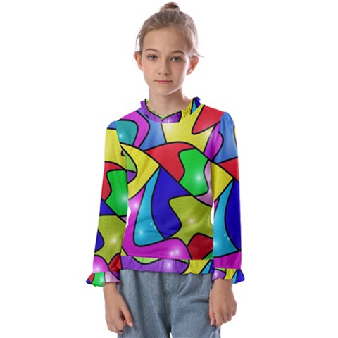 Colorful Abstract Art Kids  Frill Detail Tee by gasi