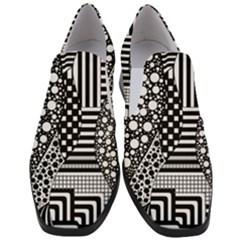 Black And White Design Women Slip On Heel Loafers by gasi