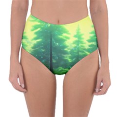 Anime Forrest Nature Fantasy Sunset Trees Woods Reversible High-waist Bikini Bottoms by Uceng