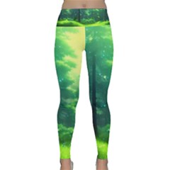 Anime Forrest Nature Fantasy Sunset Trees Woods Lightweight Velour Classic Yoga Leggings by Uceng