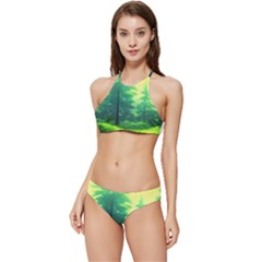 Anime Forrest Nature Fantasy Sunset Trees Woods Banded Triangle Bikini Set by Uceng