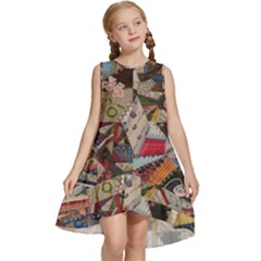 Background Embroidery Pattern Stitches Abstract Kids  Frill Swing Dress by Uceng