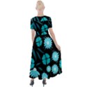 Flower Nature Blue Black Art Pattern Floral Button Up Short Sleeve Maxi Dress View2