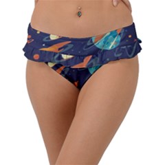 Space Galaxy Planet Universe Stars Night Fantasy Frill Bikini Bottom by Uceng