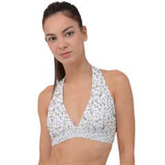 Background Ornamental Pattern Graphic Seamless Halter Plunge Bikini Top by Uceng