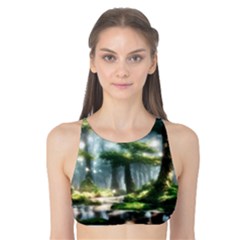 Forest Wood Nature Lake Swamp Water Trees Tank Bikini Top by Uceng