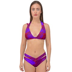 Background Pattern Purple Texture Design Wallpaper Double Strap Halter Bikini Set by Uceng