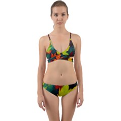 Leaves Foliage Autumn Nature Forest Fall Wrap Around Bikini Set by Uceng