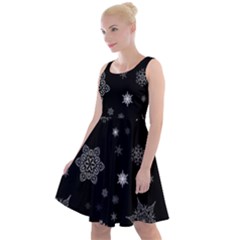 Christmas Snowflake Seamless Pattern With Tiled Falling Snow Knee Length Skater Dress by Uceng