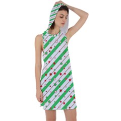 Christmas Paper Stars Pattern Texture Background Colorful Colors Seamless Racer Back Hoodie Dress by Uceng